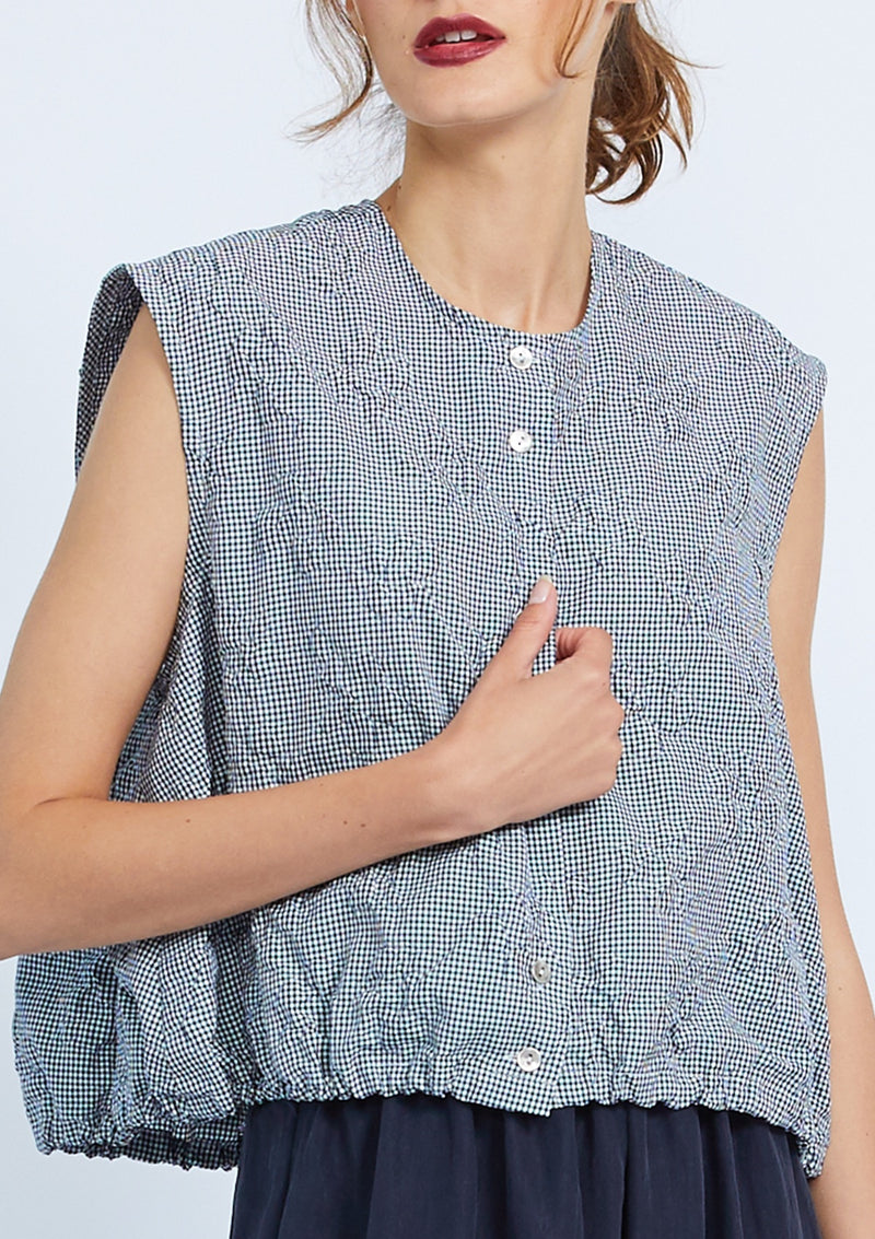 CROPPED BUTTON DOWN - GINGHAM