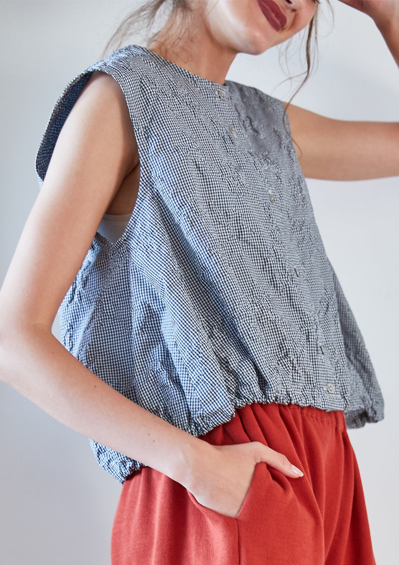 CROPPED BUTTON DOWN - GINGHAM